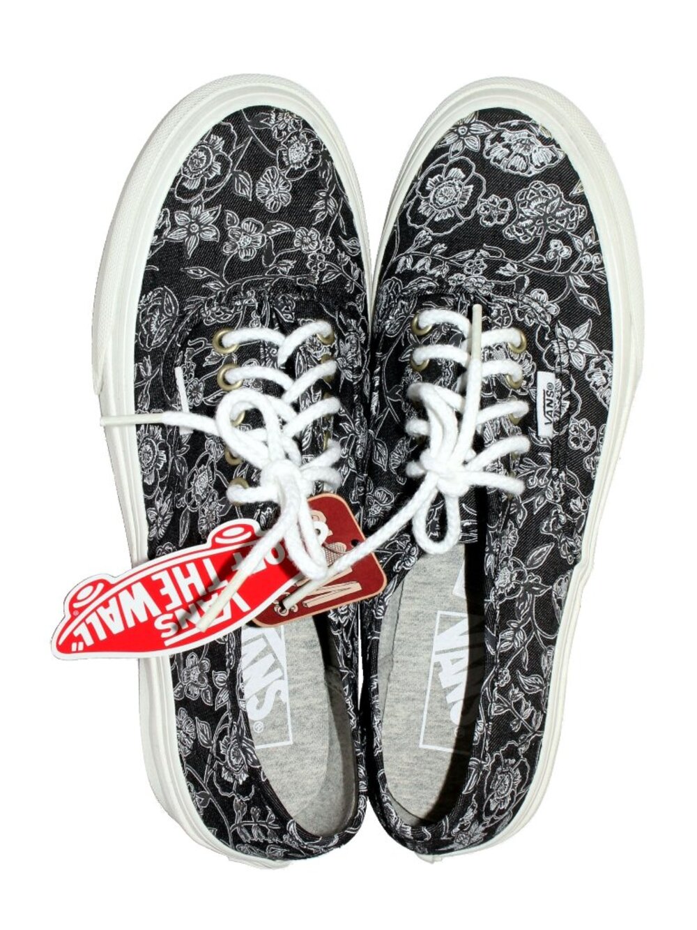 Vans Unisex Authentic Slim VN0A32QLX3 Black Chambray Retro Floral Skate Shoes